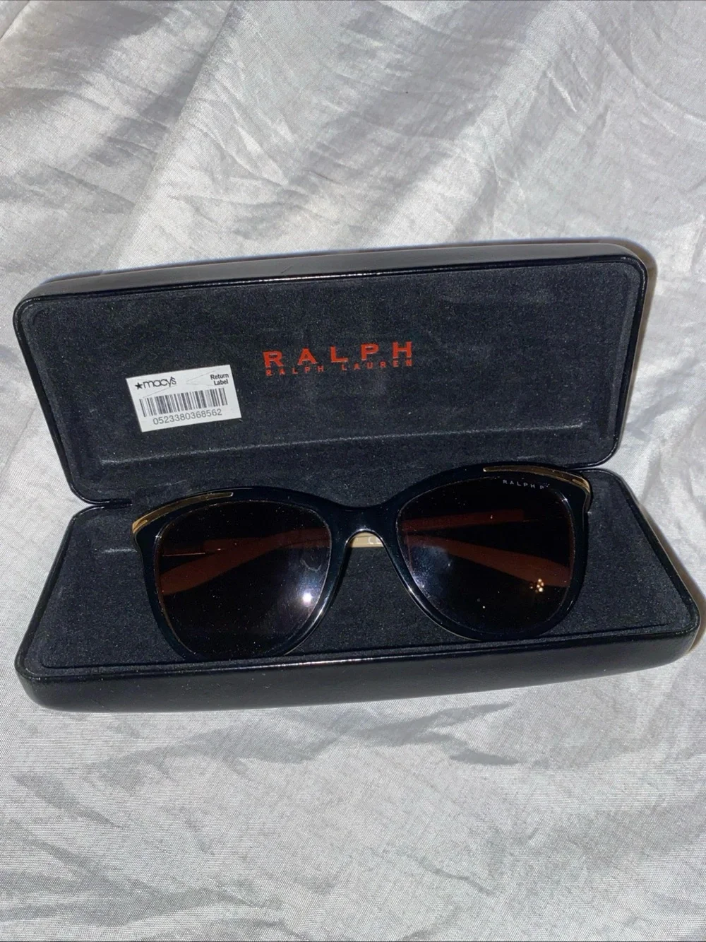 Ralph Lauren Ra5203 1090/T5 Black Gold Cat Eye Polarized Sunglasses W Case